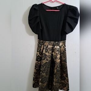 Shein Size 4 Black Gold Dress